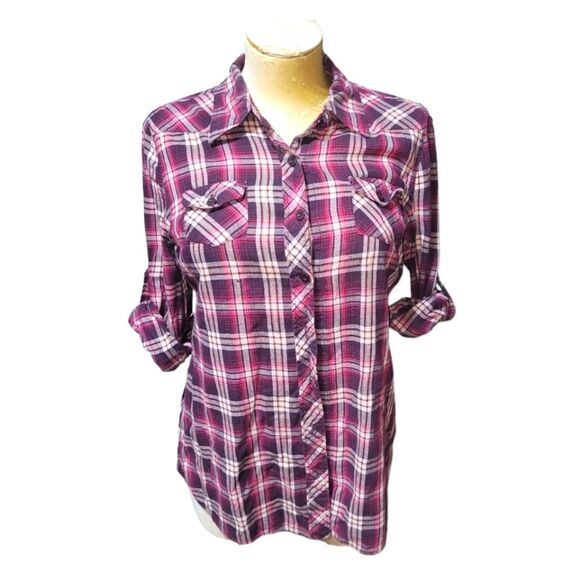 Plaid Button Down Shirt Large - Picture 1 of 5